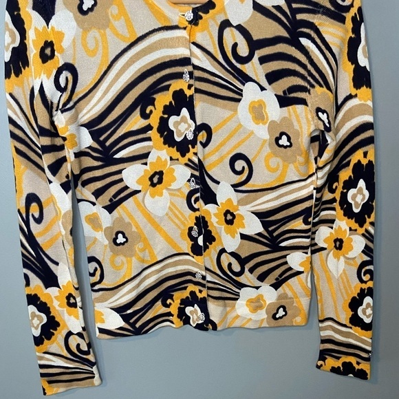 Lilly Pulitzer Retro Floral Mod Swirl Crystal Button Cardigan - Picture 7 of 14